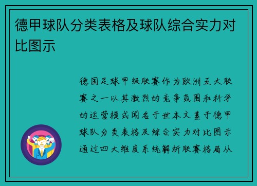 德甲球队分类表格及球队综合实力对比图示